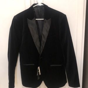 New H&M Black Velvet Slim Fit 40R Suit Coat